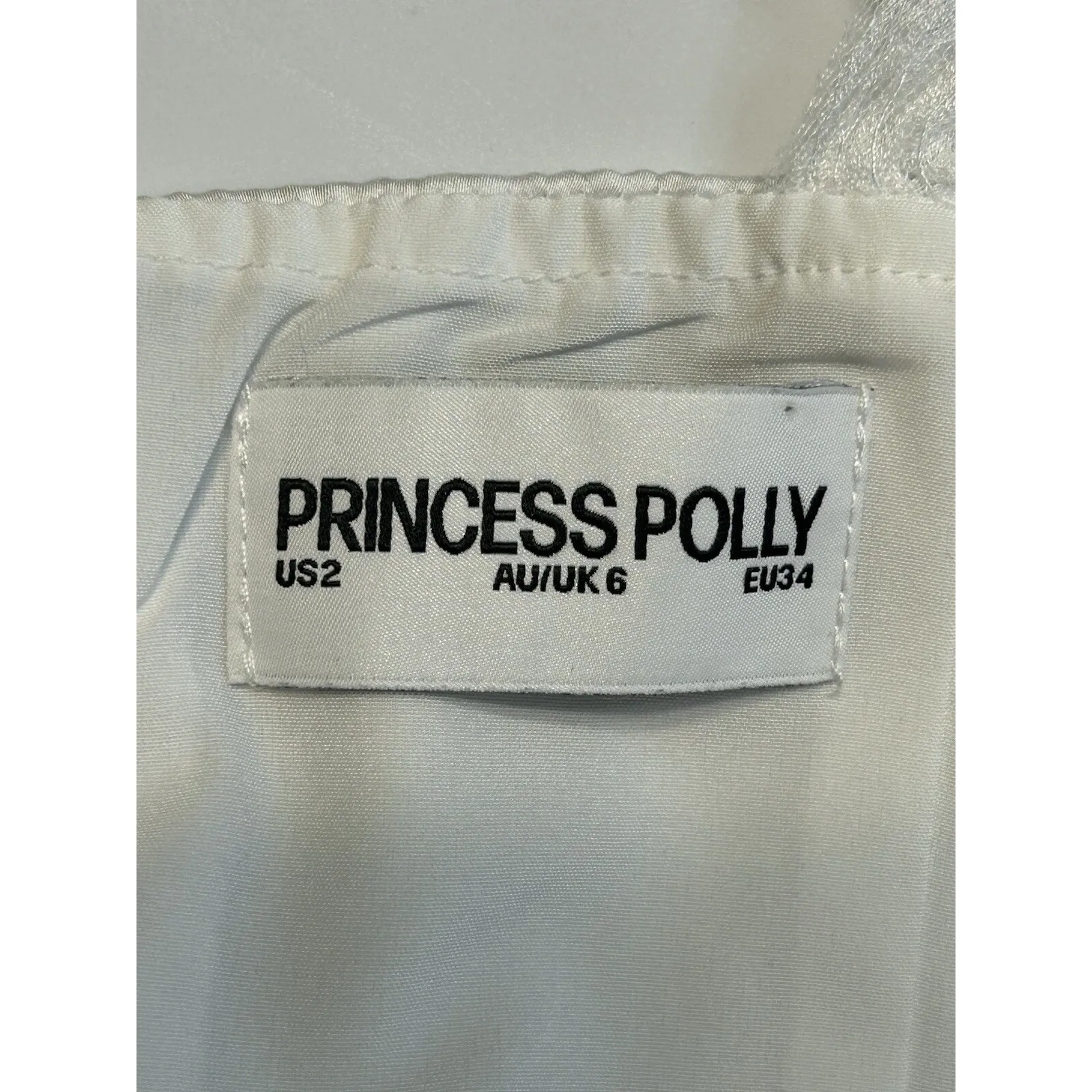 Princess Polly White Mini Dress Silky Underwire‎ Roses Bridal Beach Party Size 2 - Image 3