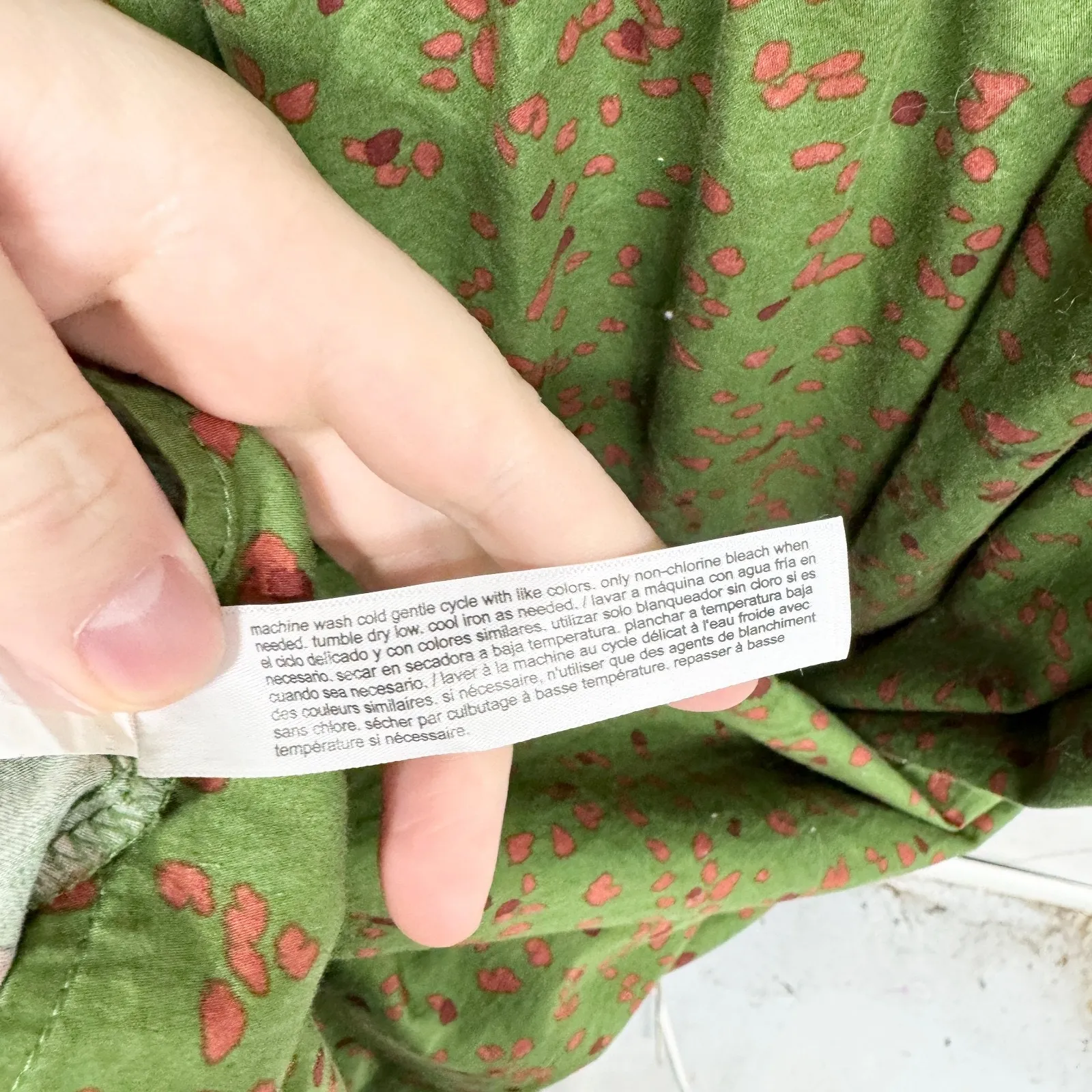 Eloquii Elements Dress Women Size 28 Green Faux Wrap Midi Cinch Waist Tie Sleeve - Image 5