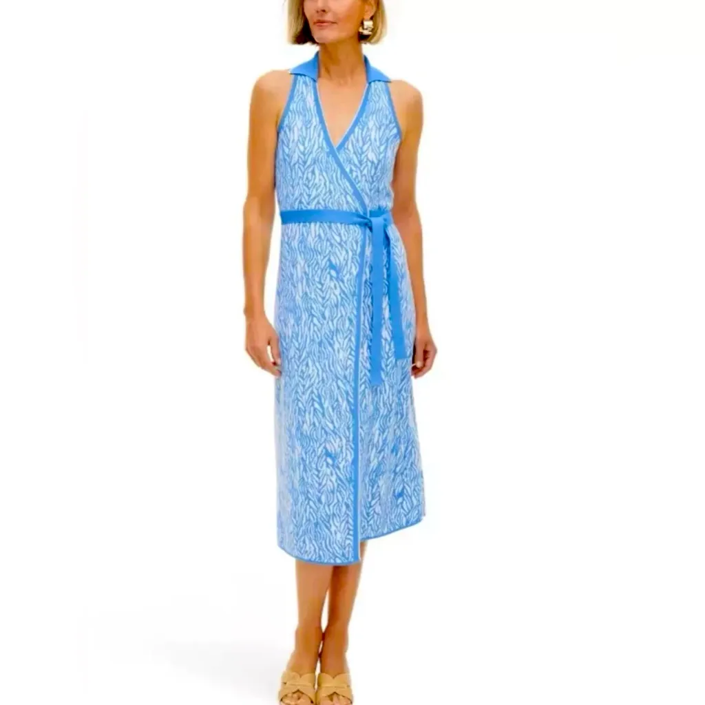 Diane Von Furstenberg • Target Knit Wrap Dress Blue and White size XXL - Image 11
