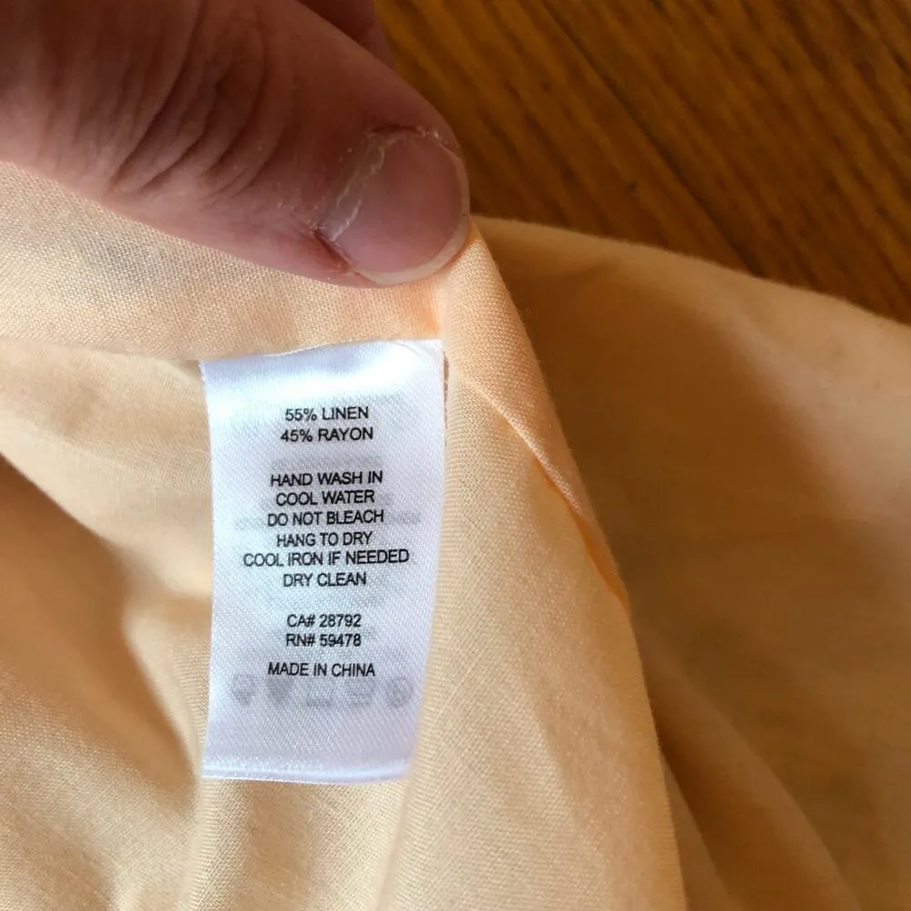 House of Harlow EUC Women's 1960 Linen Smocked Pink Palm Midi Dress Size S - Image 8