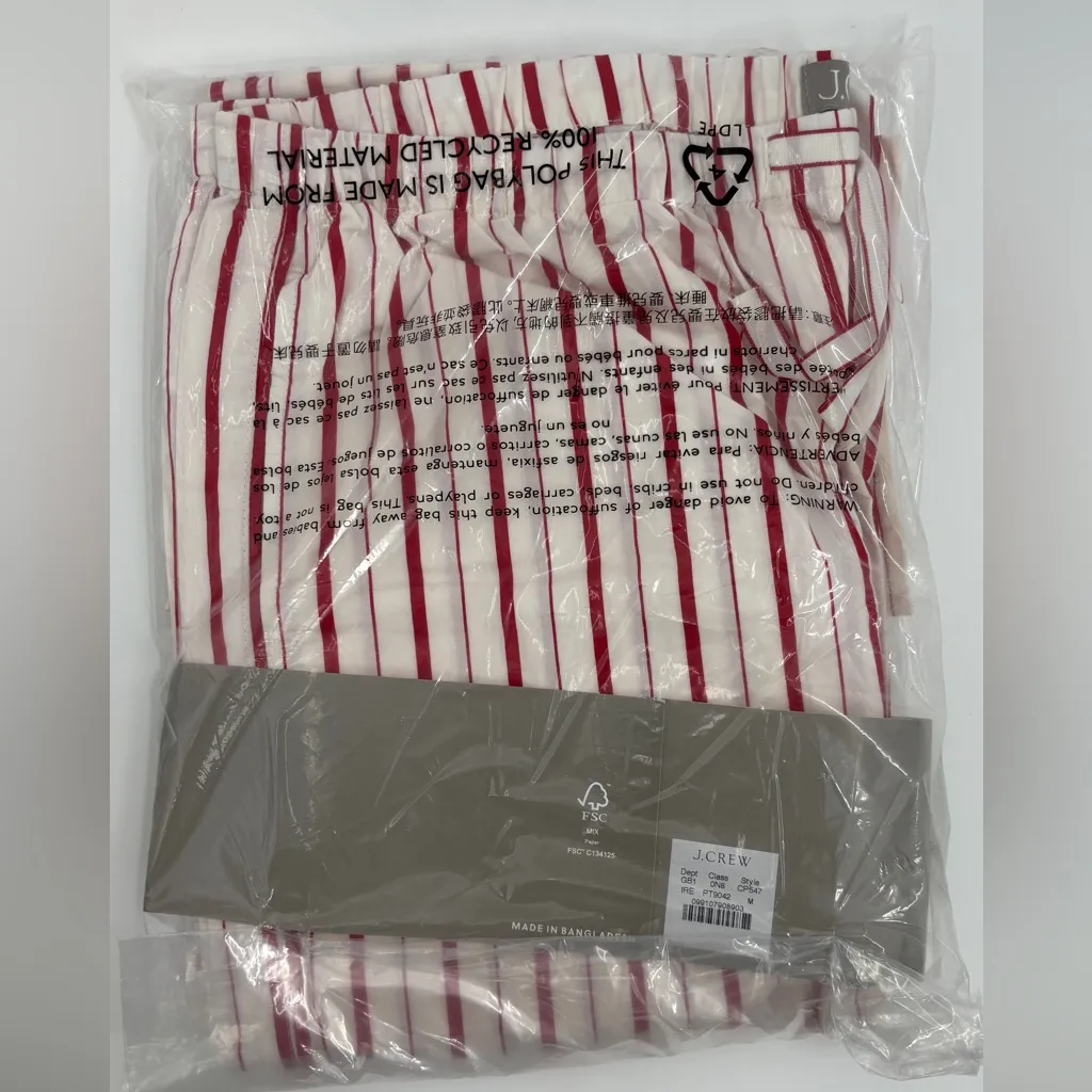 J.Crew Cotton poplin long-sleeve pajama pant set in peppermint stripe - Image 4