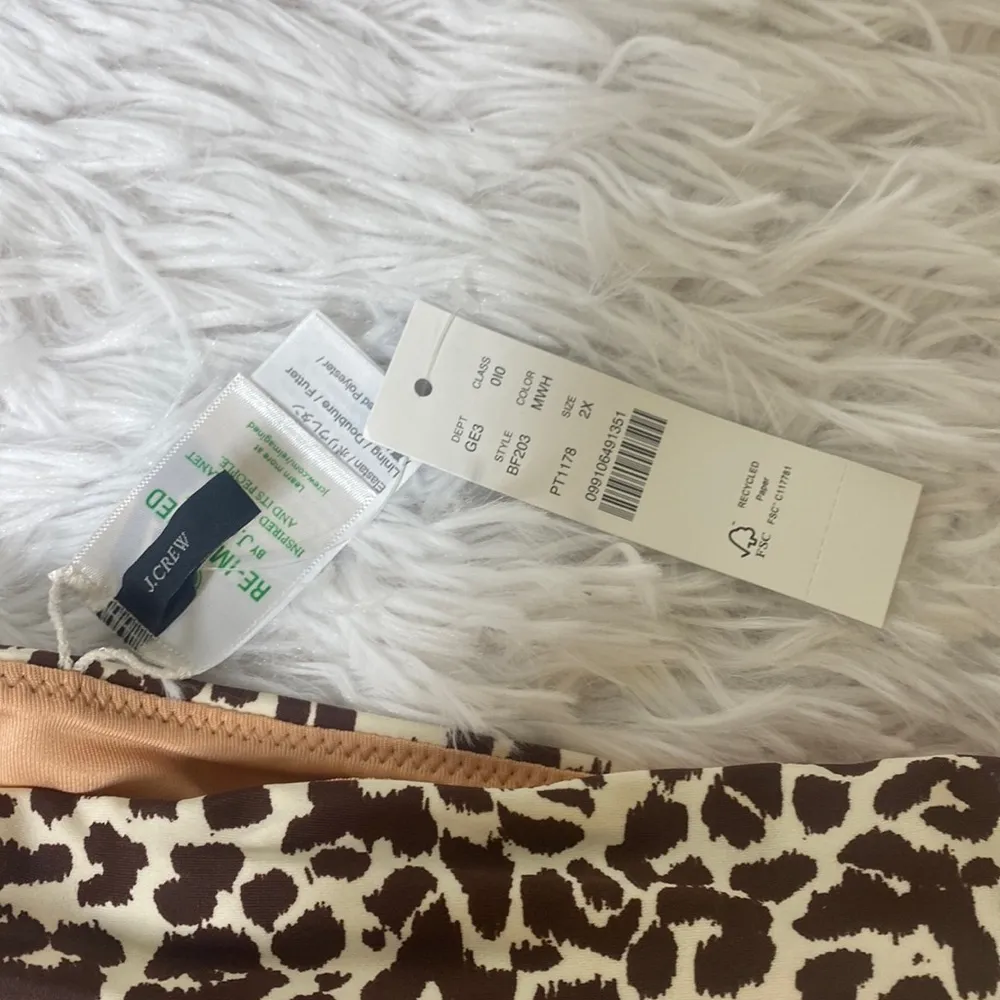 J Crew  Women’s One Shoulder Swim Bikini Top in Leopard Print Size 2X NWT - Image 4