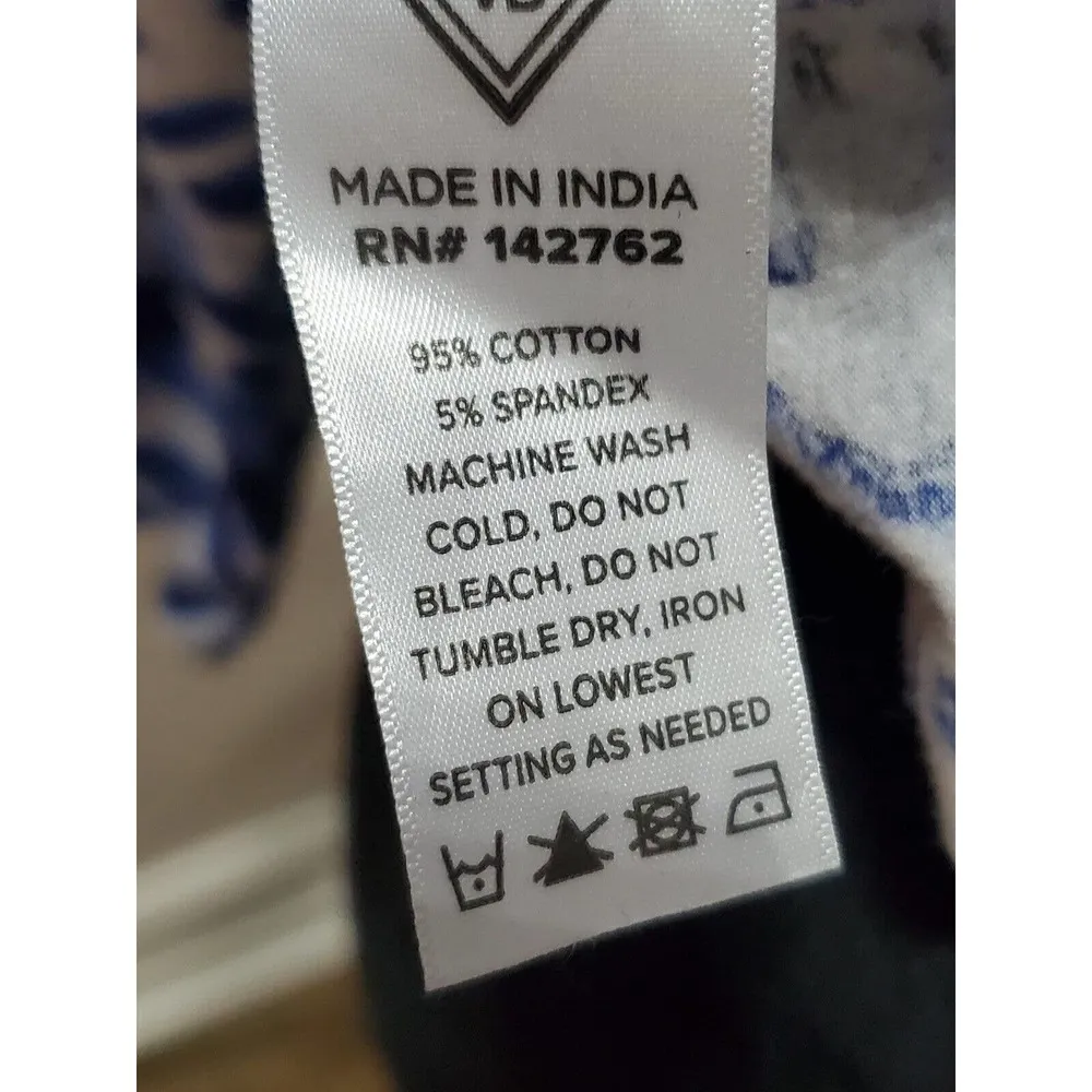 Vera Bradley Womens Blue White Cotton Round Neck Long Sleeve Casual Top Blouse S - Image 9