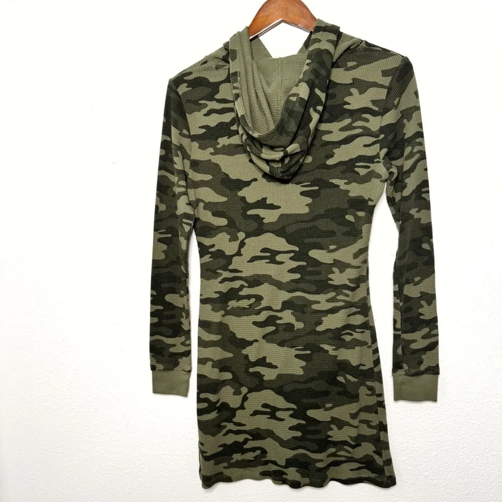 Calvin Klein long sleeve green Camo Print Hoodie mini Dress size medium - Image 8
