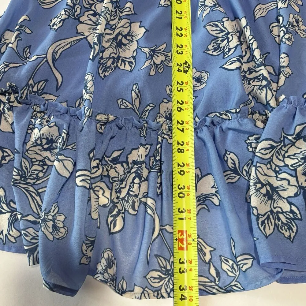 Flying Tomato Blue Floral Balloon Long Sleeve Dress Women's Size Large Wedding - Image 10