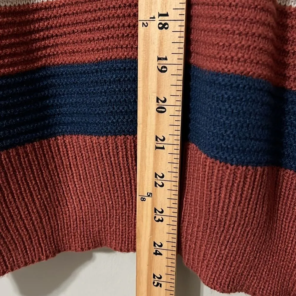 eesome women's size med/large drop shoulder striped pullover cream sweater Green - Image 3