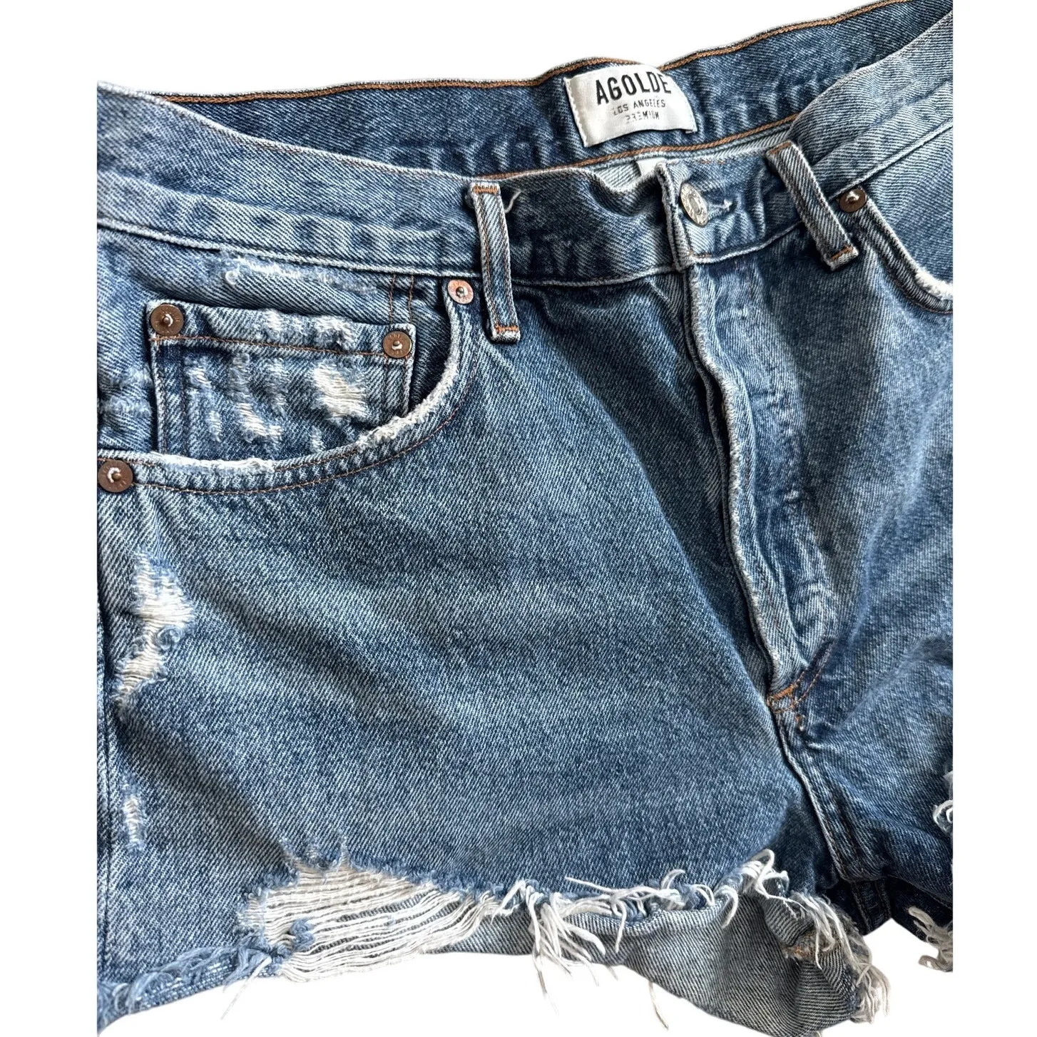 AGOLDE Parker‎ Vintage Cutoff Organic Denim Shorts in Rock Steady Size 29 - Image 6
