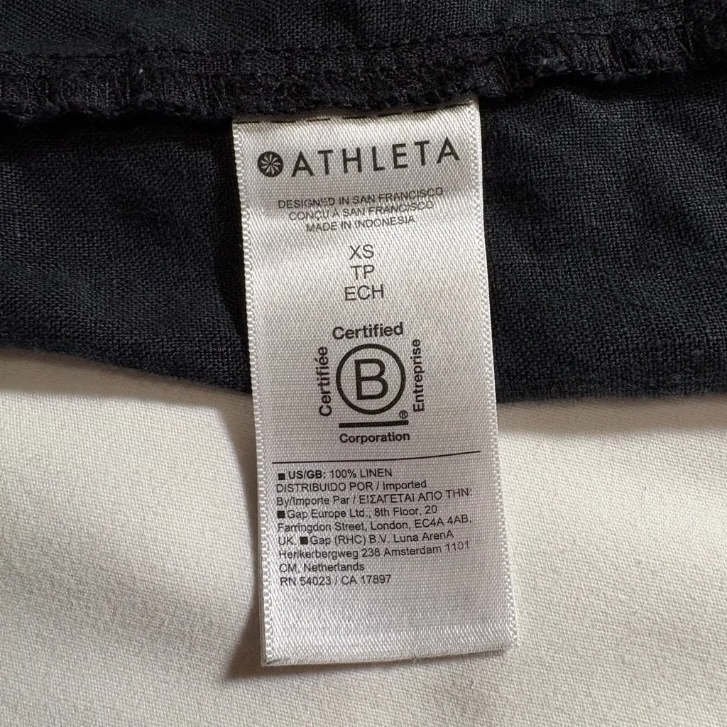 Athleta Black Wide-Leg Pants with Elastic Waistband 100% linen - Image 13