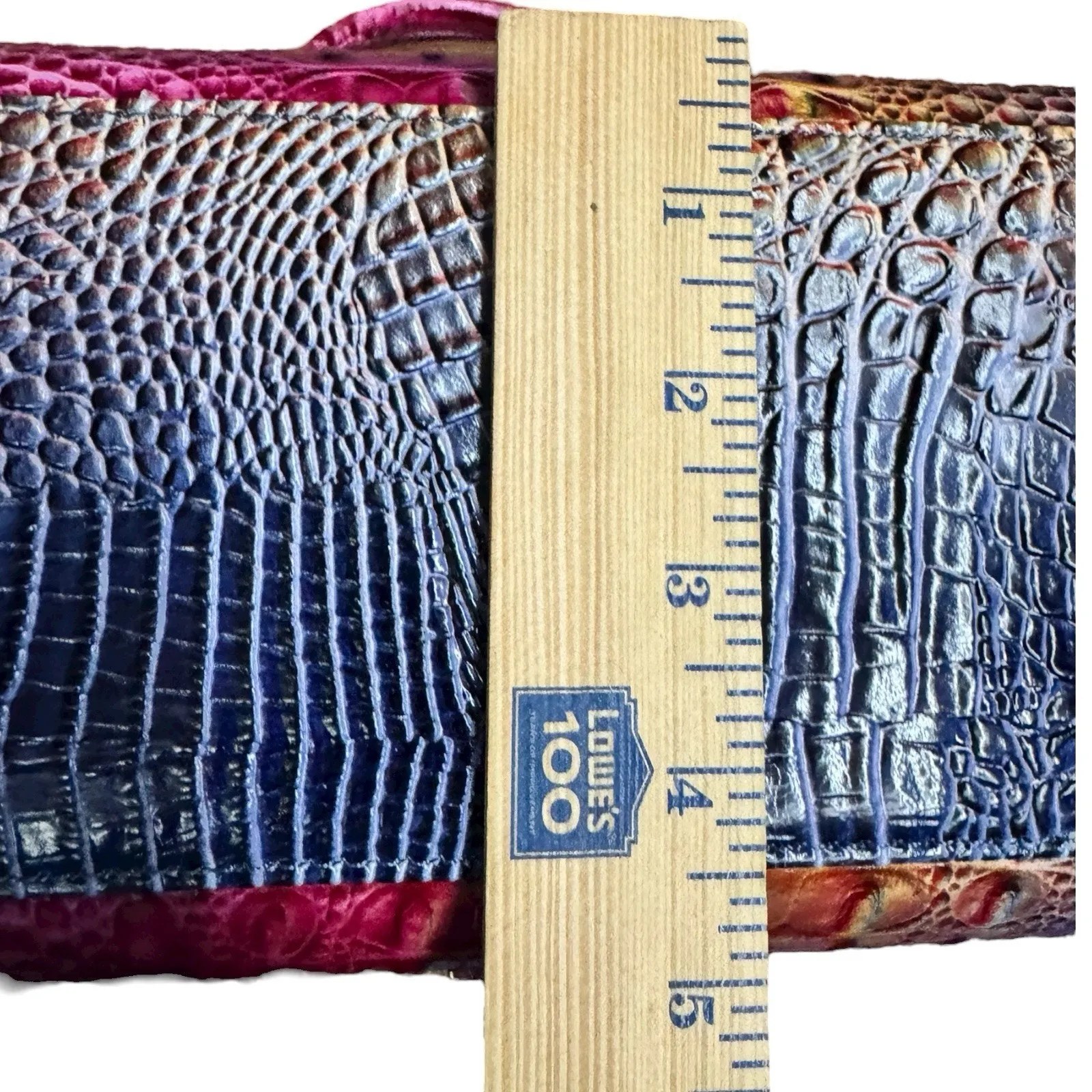 Vegan Leather Rainbow Multicolor Purple Crocodile Embossed Crossbody Satchel Bag - Image 12