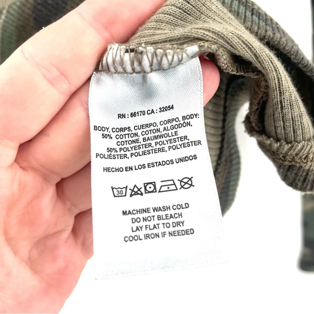 Anthropologie T.La Green Camo Long Sleeve Dolly Thermal Waffle Fitted Top - Image 6