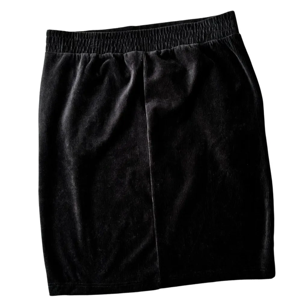 Lands End Black Corduroy Skirt Medium 10-12 Elastic Stretch Waist Work School - Image 5