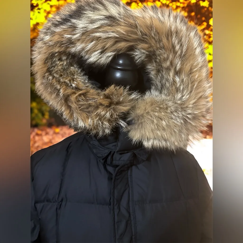 Lauren Ralph Lauren Black Puffer Longline Faux Fur Hood Coat sz Large - Image 11