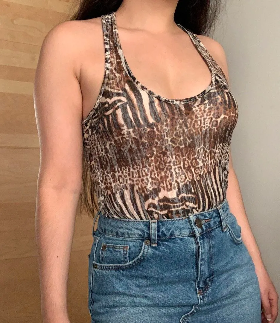 Leopard Print Semi Sheer Tank Top - Image 5