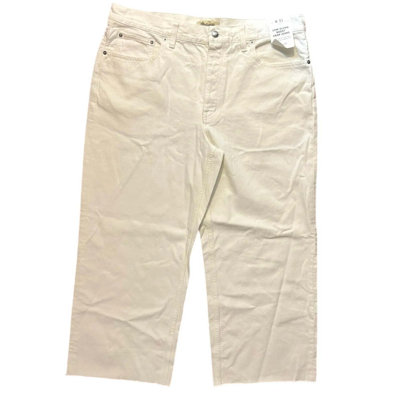 NWT Madewell Low-Slung Baggy Crop In Pure White Size 31 - Image 4