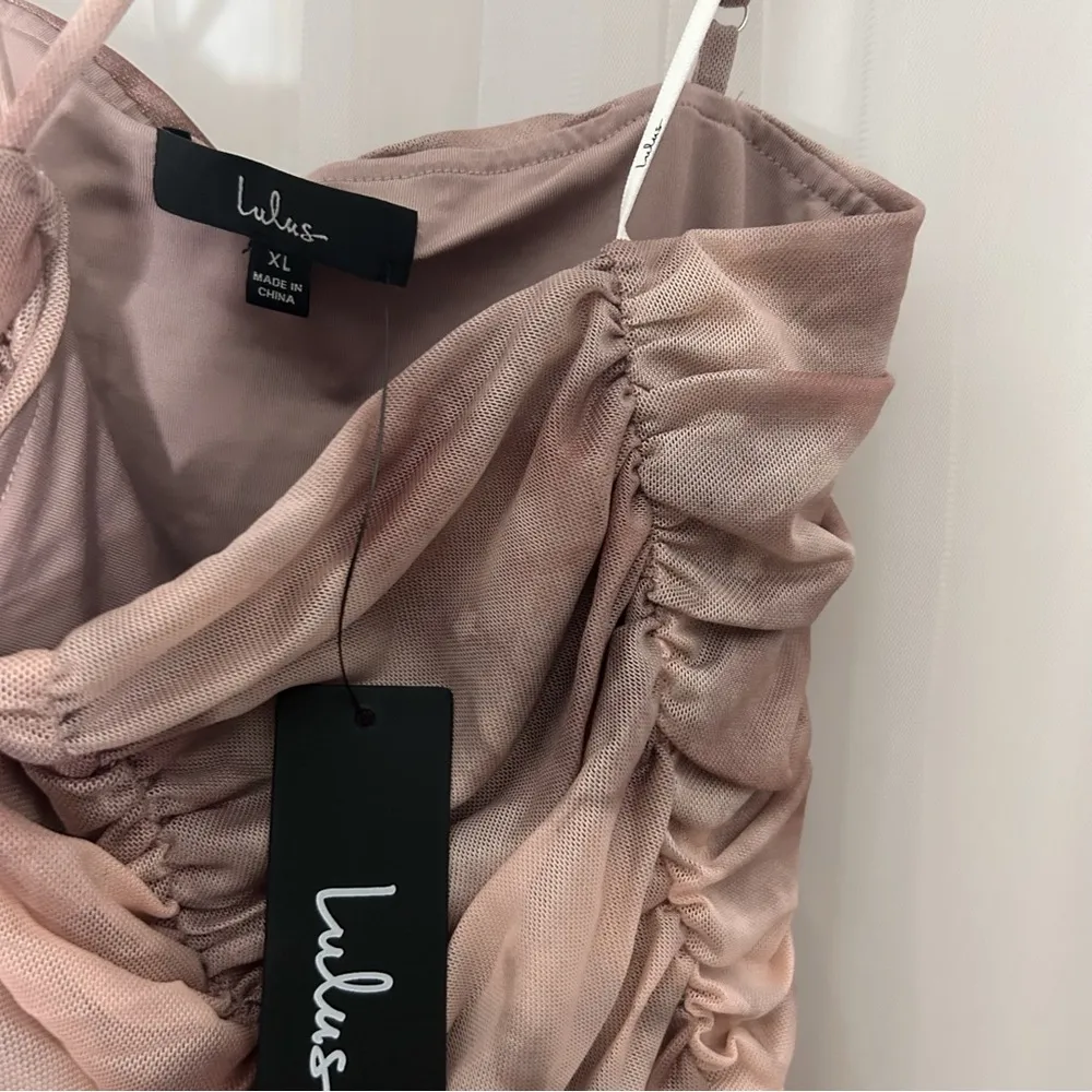 Lulu's Dusty Pink Ruched Bodysuit - Image 3