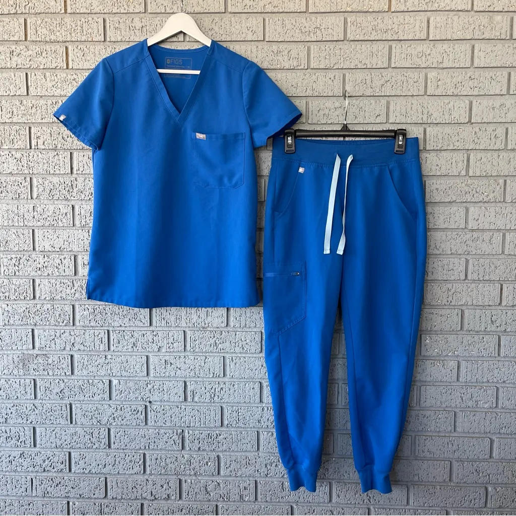 Figs Scrub Set Royal Blue Catarina Top Zamora Joggers Size XS - Image 3