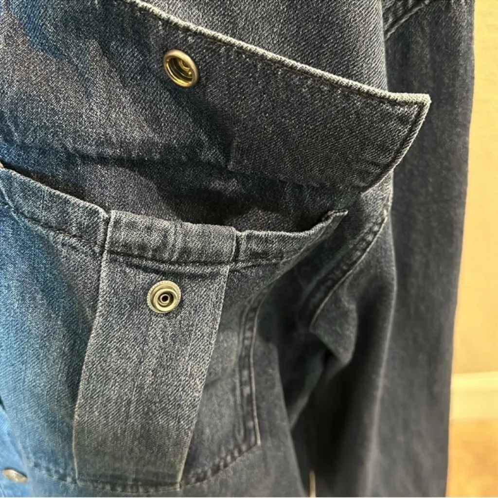 DKNY Denim Snap up Jacket with front pockets - Image 6