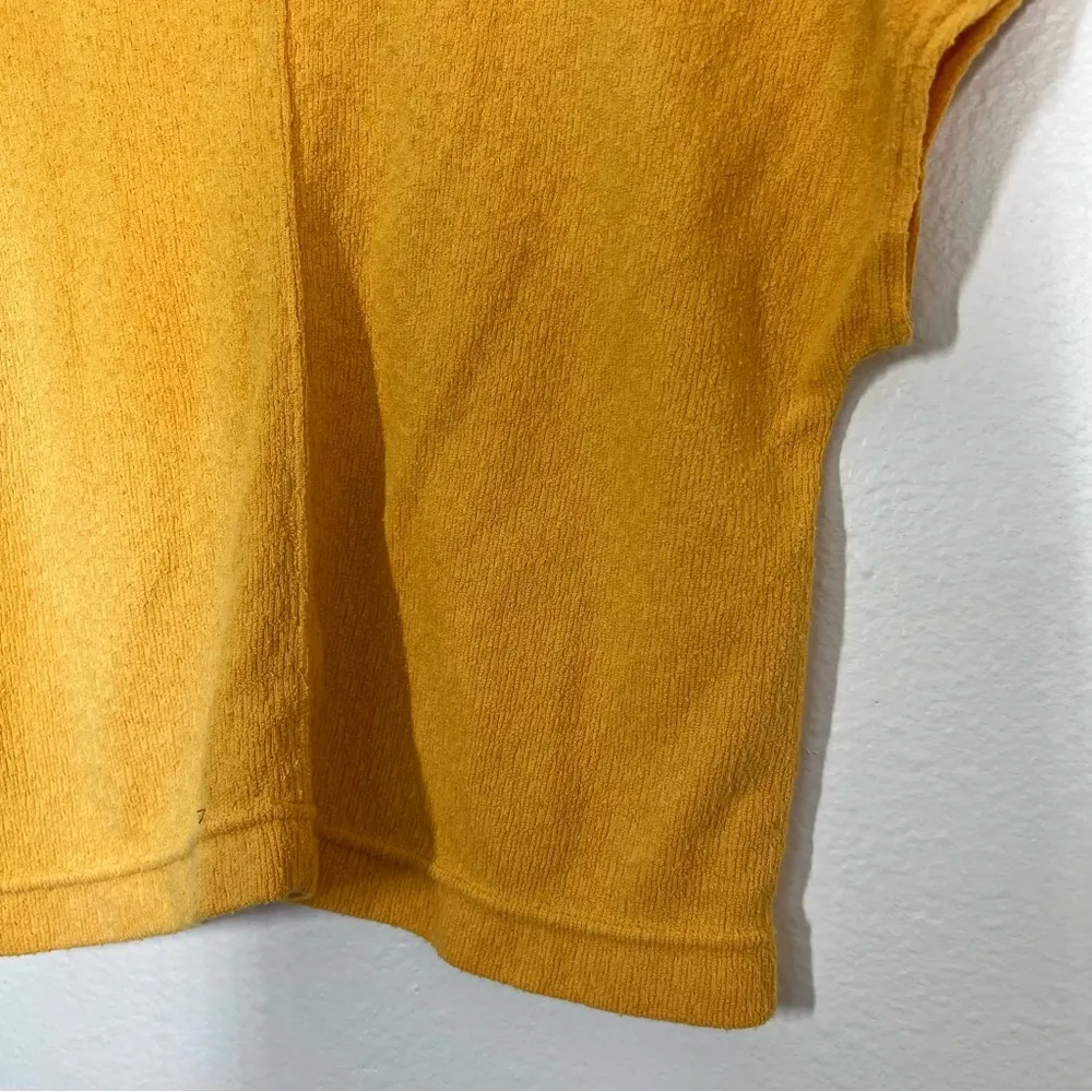 Free People Beach Yellow Textured Cropped Short Sleeve - Image 4