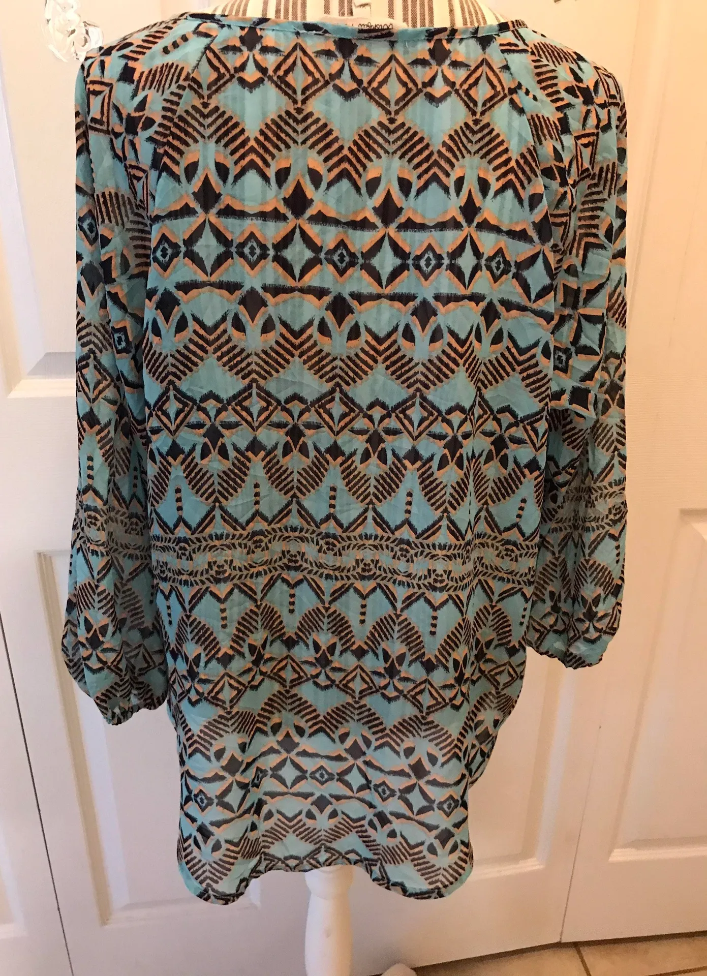 Sheer Blouse with Tassel - Image 2