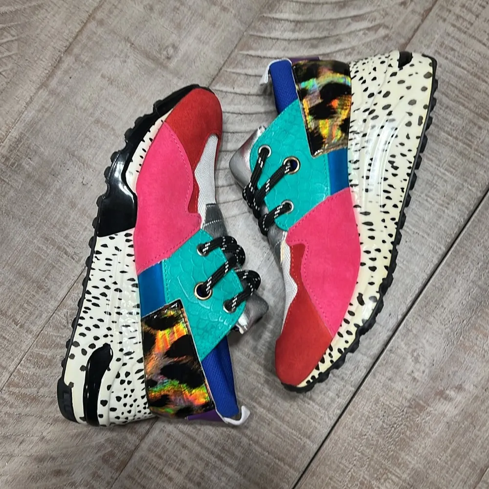 STEVE MADDEN MULTICOLORED CLIFF FUNKY SNEAKERS LIKE NEW!! - Image 3