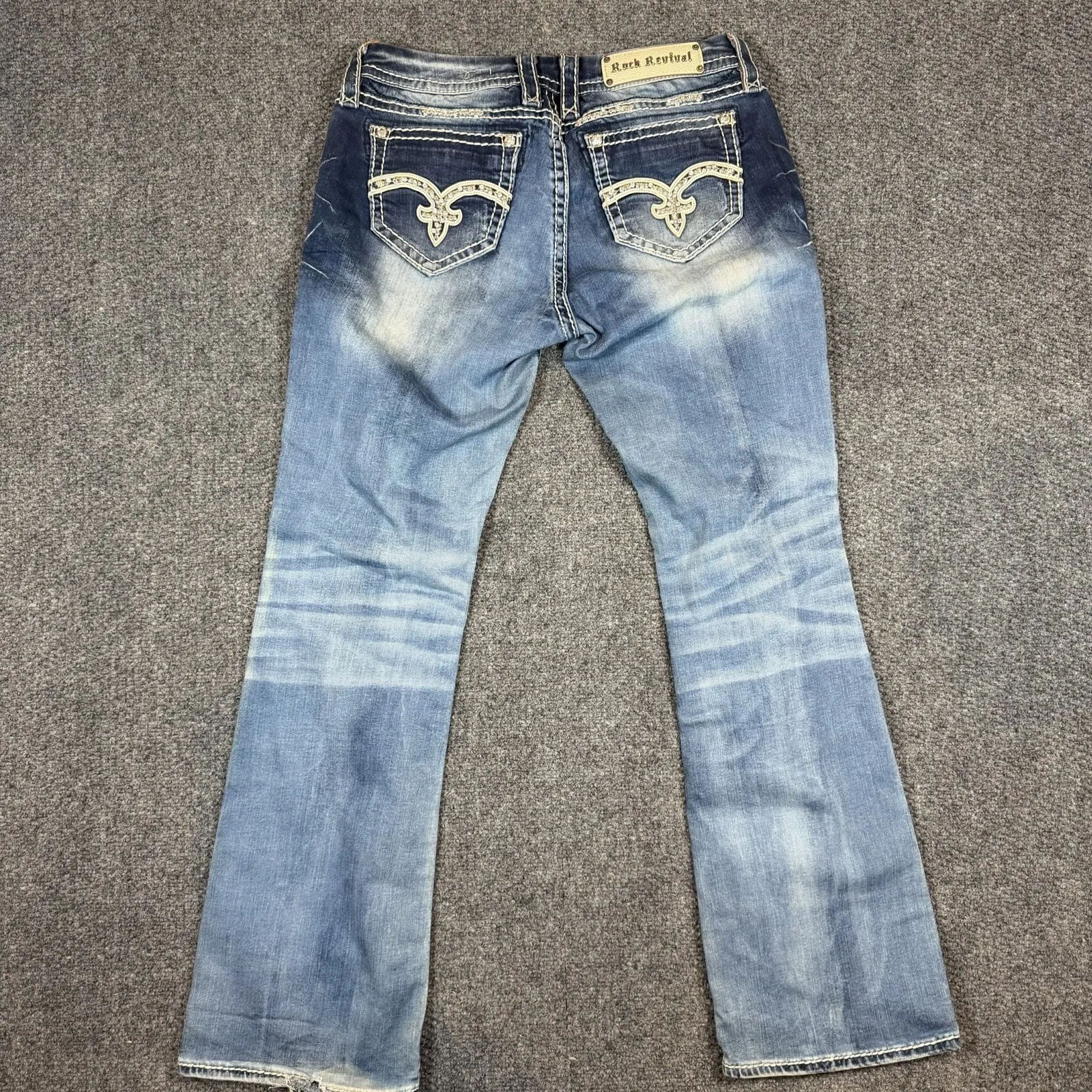 Rock Revival Jeans Womens 29 Blue Eloise Easy Bootcut Thick Stitch Bling Y2K Mid - Image 4