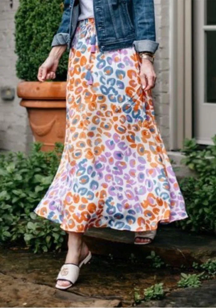 Farm Rio x Anthropologie Vibrance Leopard Animal Print Maxi Skirt Size XS - Image 12