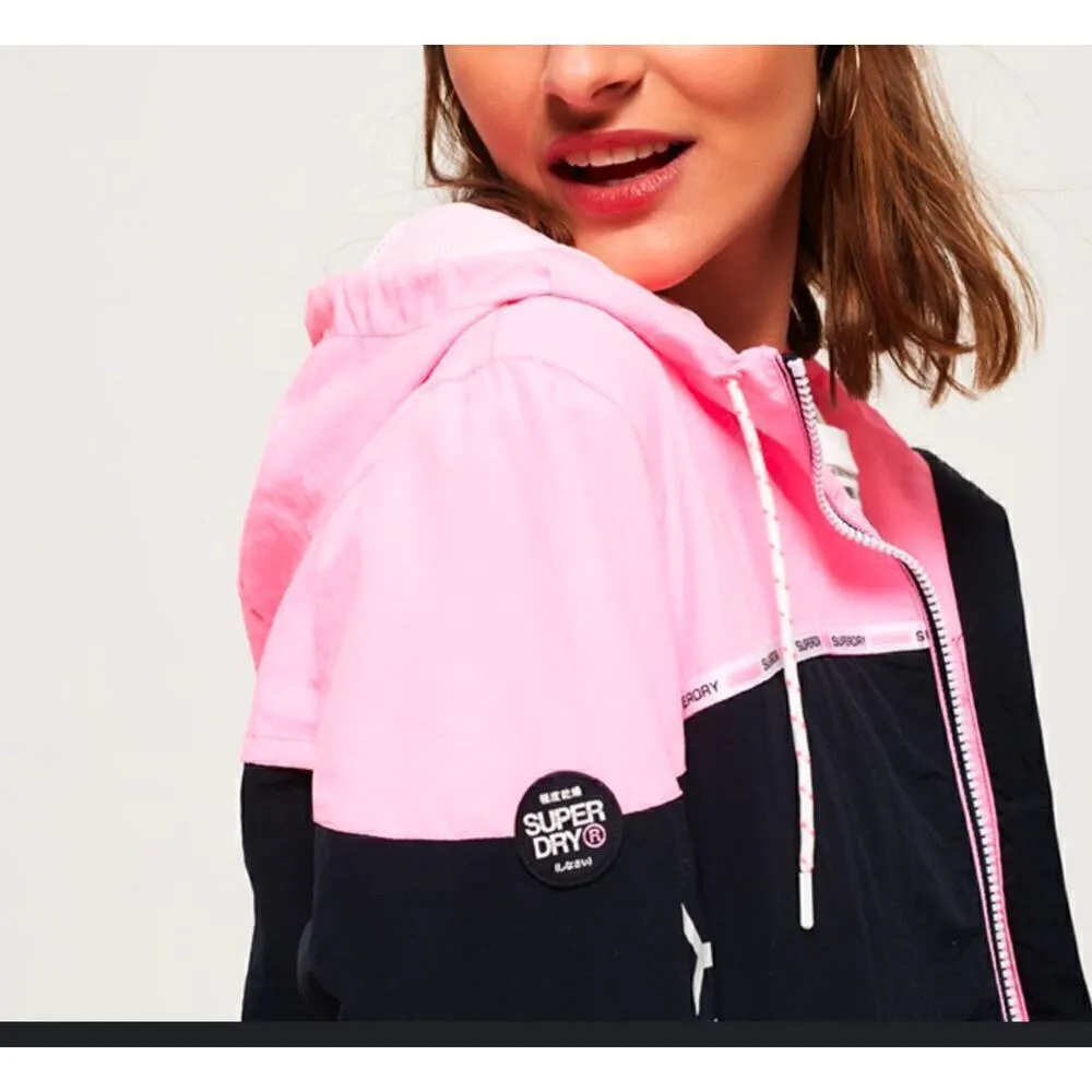 Superdry Colorblock Cagoule Hooded Full Zip Pink Black Women's Size 10 - Image 5