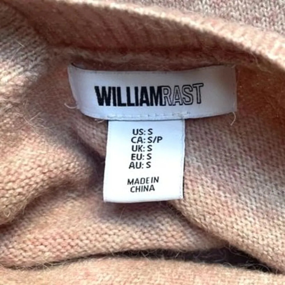 William Rast Sweater Center Seam Back V Blush Pink Pom Alpaca Blend Size Small - Image 7