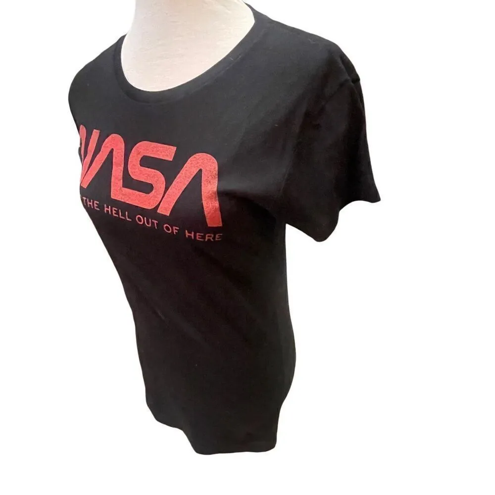 NASA Women’s “Let’s Get the Hell Out of Here” Headline Black Graphic T - Image 6