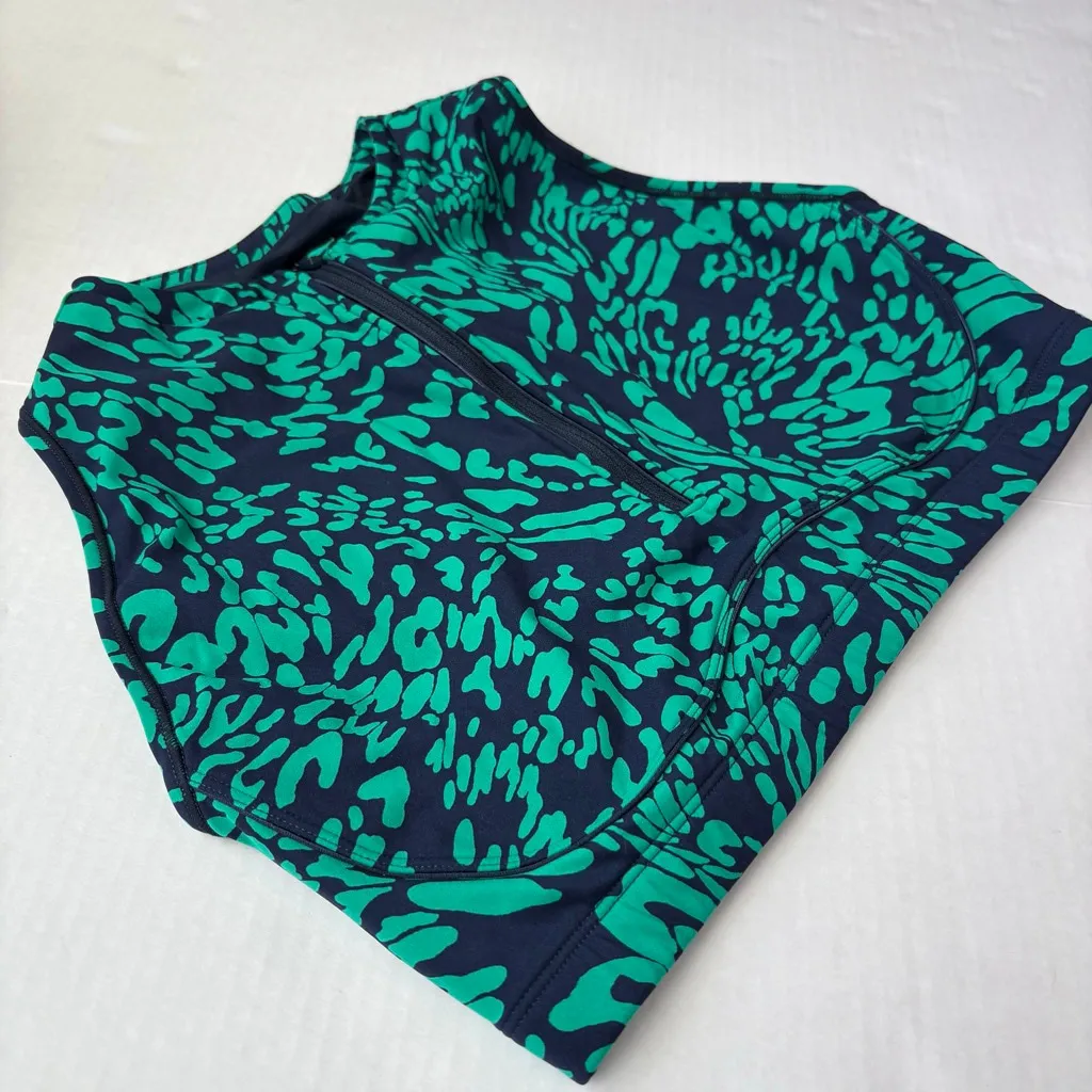 Sweaty Betty Women's Power Contour Zip Bra green butterfly print size large - Image 2