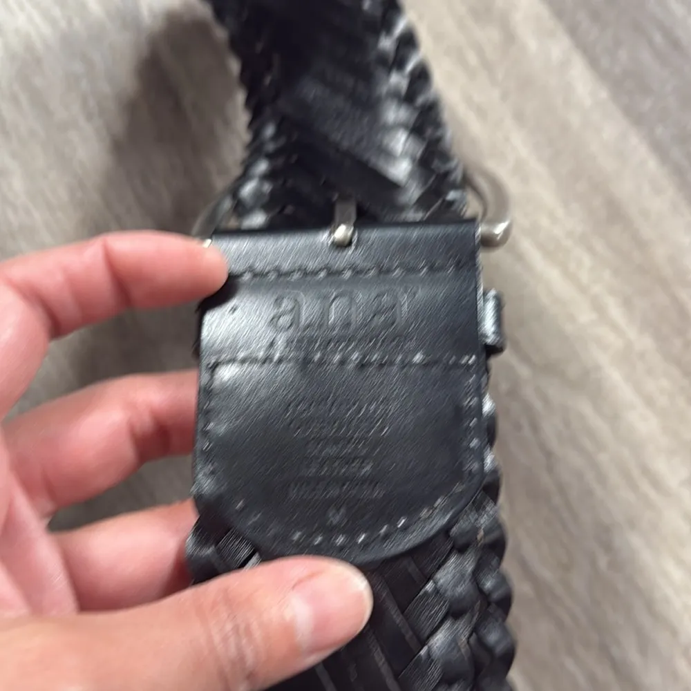 a.n.a Black Leather Braided Belt Medium with  Silver Hardware Wide Boho - Image 5