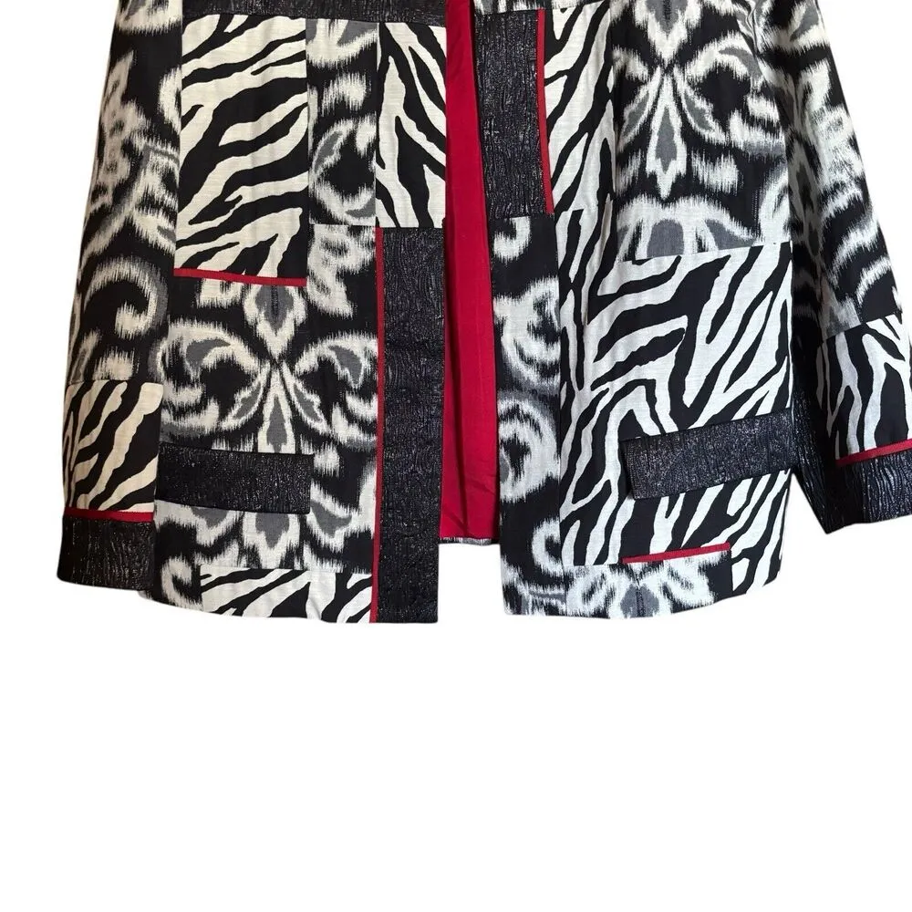 Chicos Blazer Women XL 3 Multicolor Giraffe Print Bold Artsy Metallic Lux Jacket - Image 4