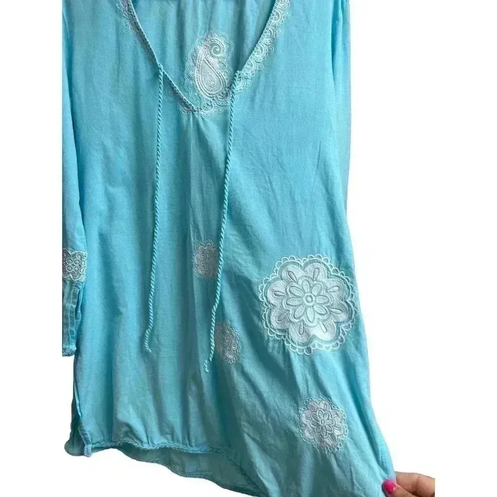 Mud Pie Boho Bap Lady Embroidered Tunic Lightweight Blouse Size Medium - Image 3