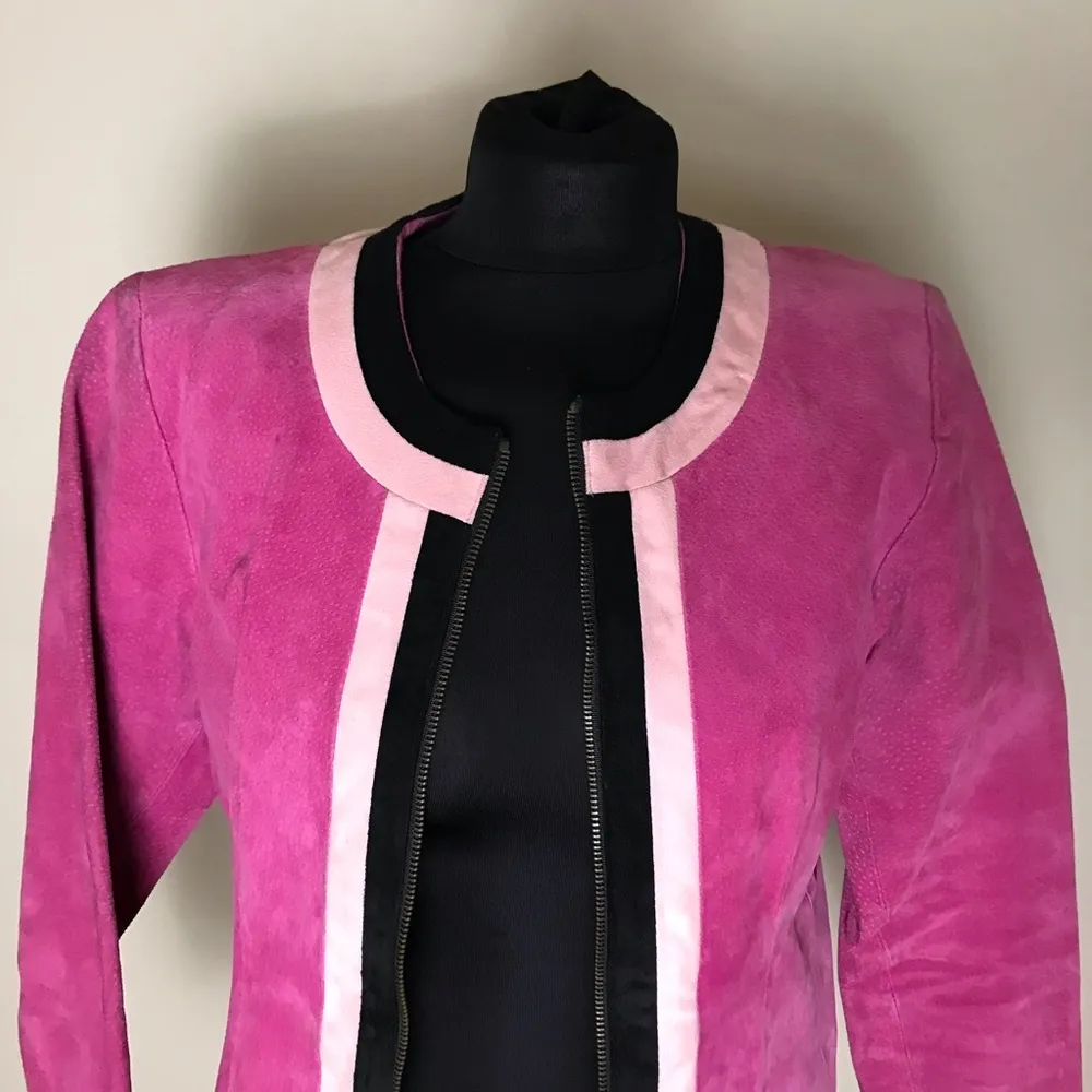Vintage Pink Leather Jacket Size M - Image 3
