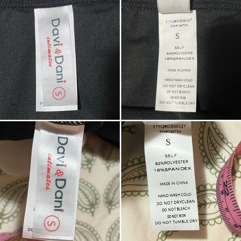 Davi & Dani One Shoulder Flower Two Piece Swim Set Black & White Bikini S NWT - Image 10