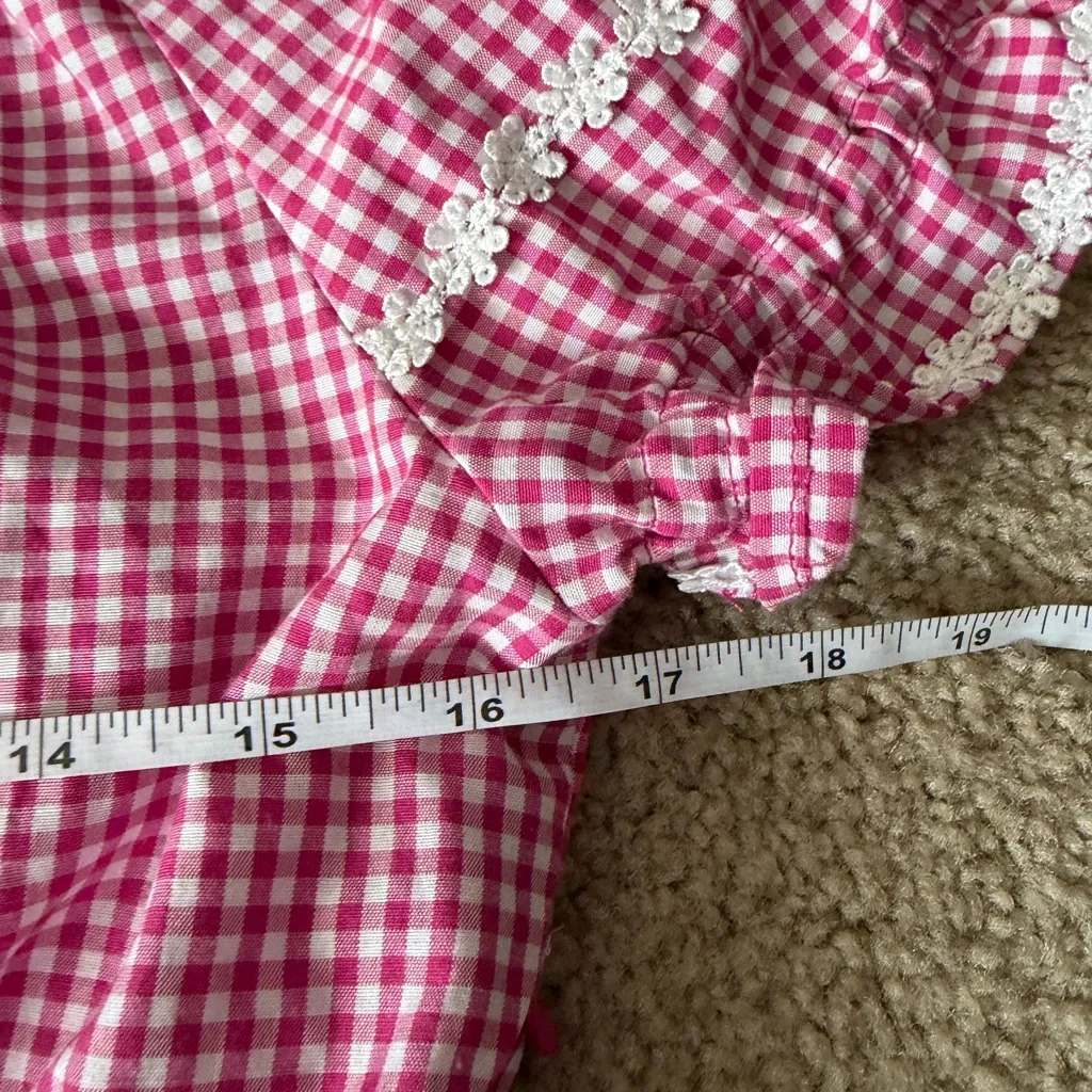 Y2K 2000s Red Gingham Ruffle Cottagecore Babydoll Top Coquette Farmcore medium Pink - Image 13