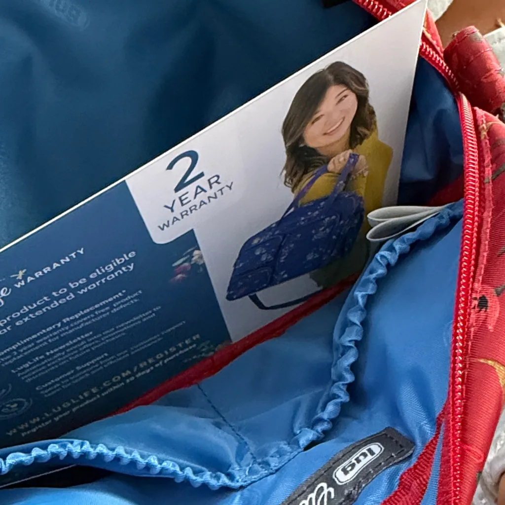 Lug Carousel XL Crossbody Warm Red Bouquet Floral Quilted Nylon Purse - Image 10