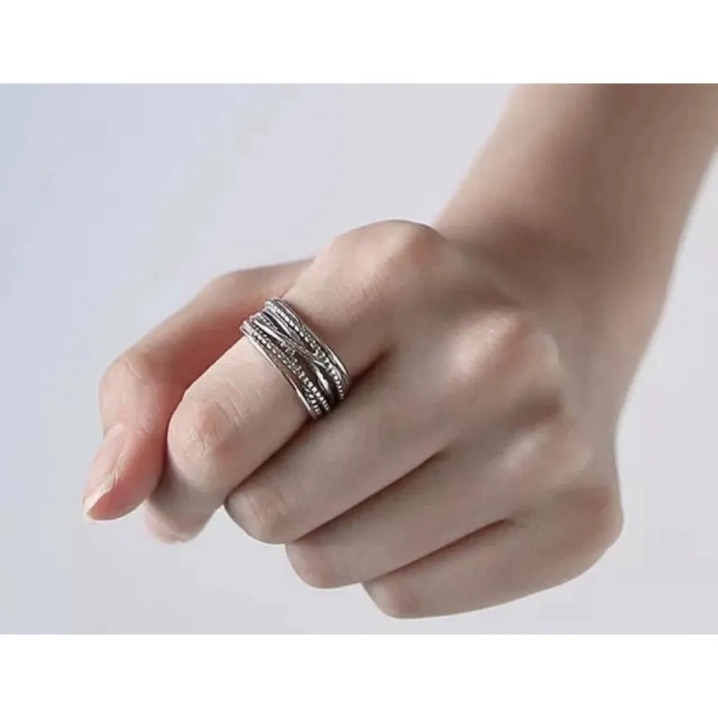 NEW Wide Unisex Line‎ Open 925 Sterling Silver Ring, Adjustable - Image 6