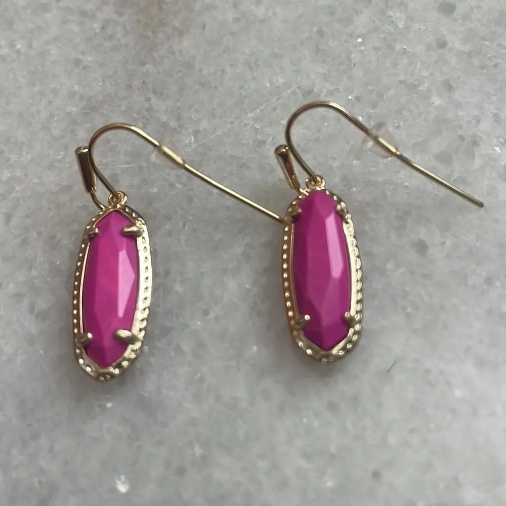 Kendra Scott Eleanor Small Drop Earrings Magenta Gold genuine stone Jewelry New - Image 3