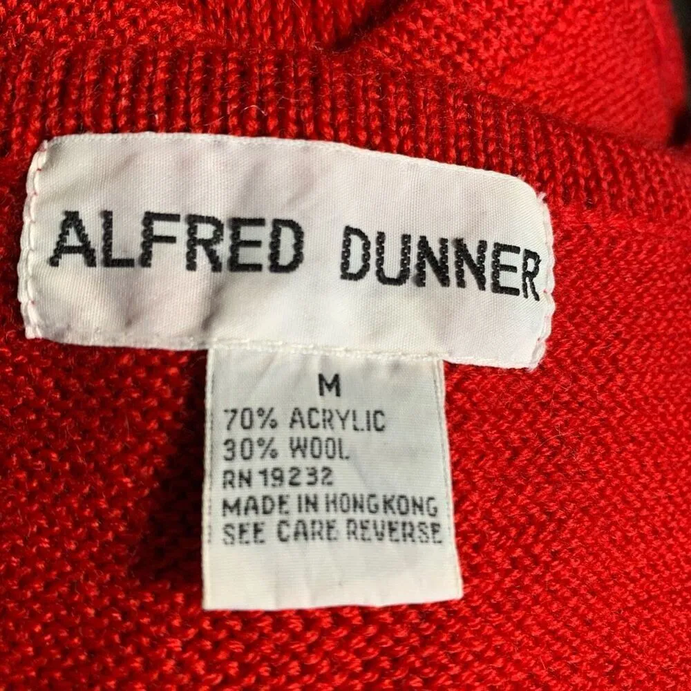 Vintage 90s Embroidered Sweater Vest Red Beaded Dark Floral Printed Knit Vneck Size M - Image 7