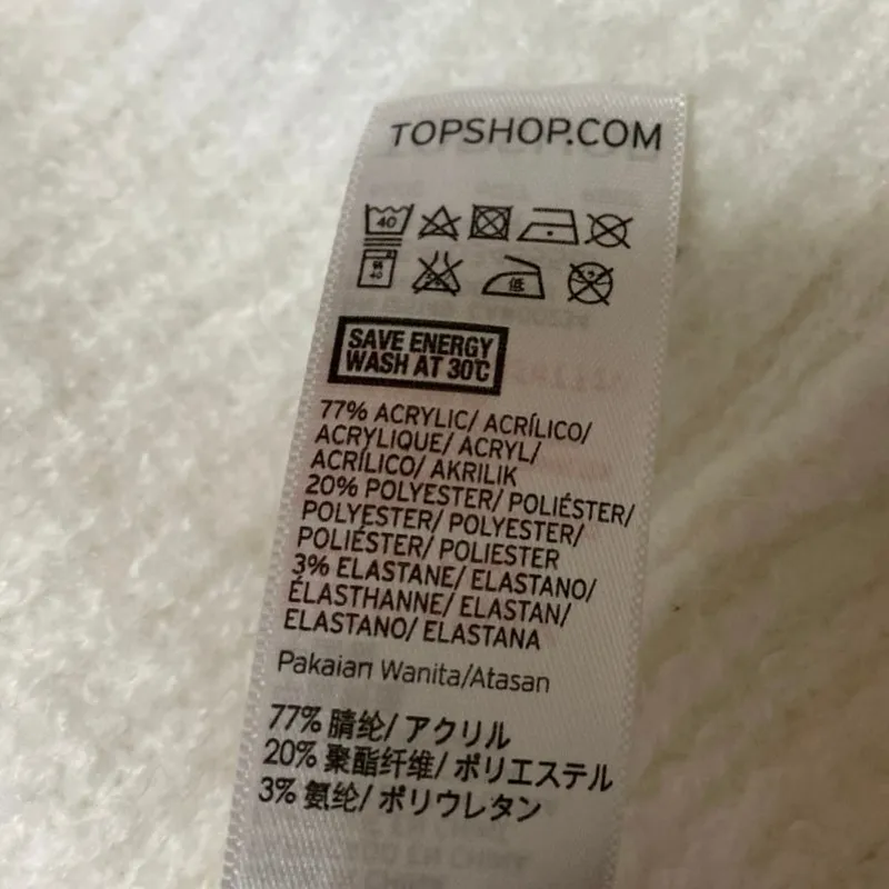 Topshop Women's White Ribbed Knit Turtleneck Long Sleeve Sweater Top Size 6 - Image 5