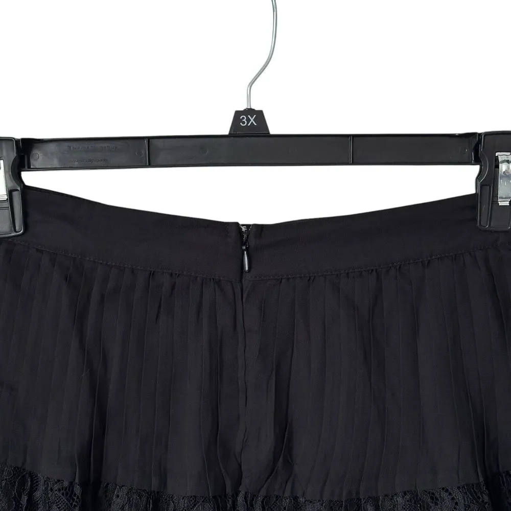 Rachel Parcell Tiered Pleated Midi Skirt Lace Trim Black‎ Size 10 Whimsicalgoth - Image 6