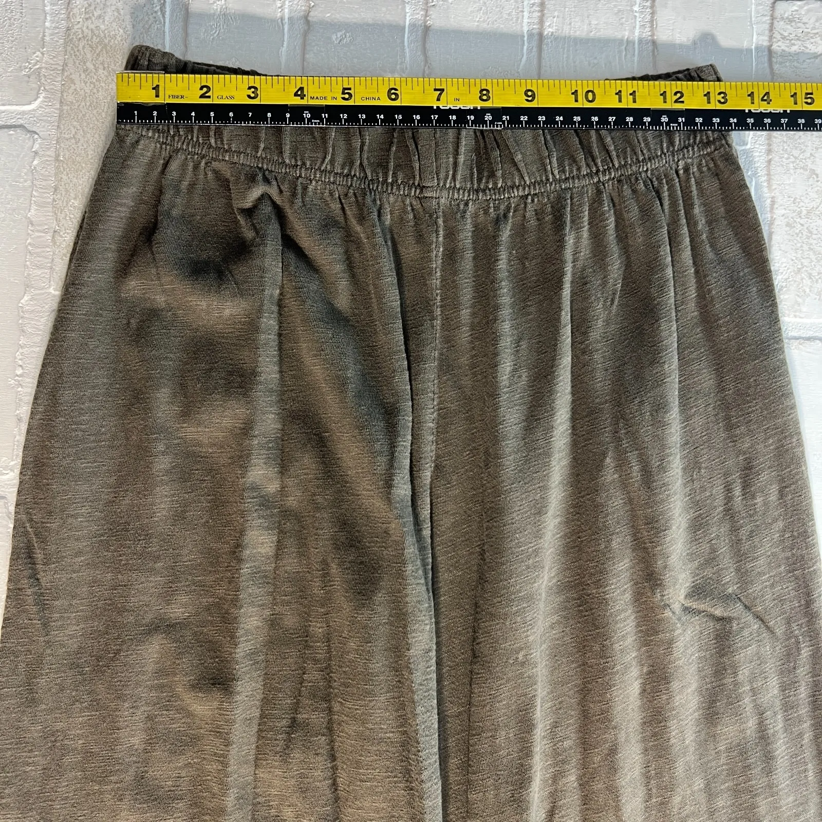 Matilda Jane Pants Womens Medium Green Wide Leg Ruffle Hem Cotton Pull On Crop M - Image 2