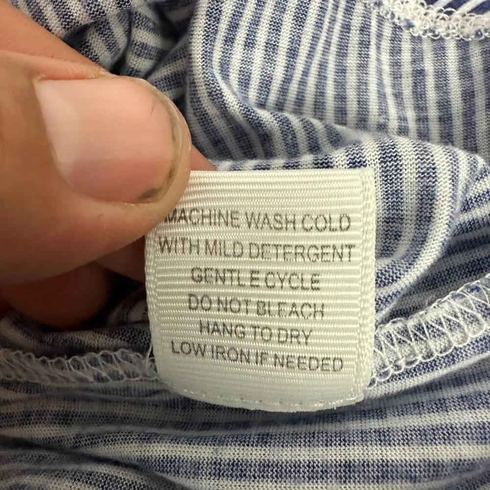 Eden & Olivia Maternity Top Blouse Medium Blue & White Stripe 3/4 Sleeve - Image 5