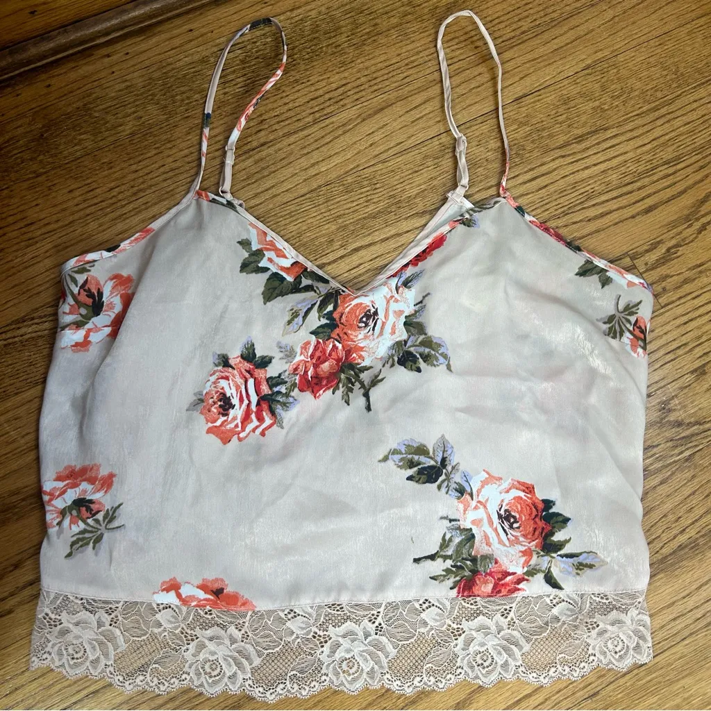 IN BLOOM By JONQUIL Floral Pajama Satin Lace Cami and Shorts Set Size XL Pink - Image 4