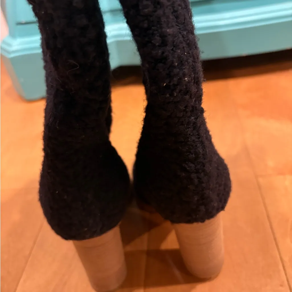 Missoni faux shearling boucle high heel knee boots black sz 37 6.5 new - Image 4