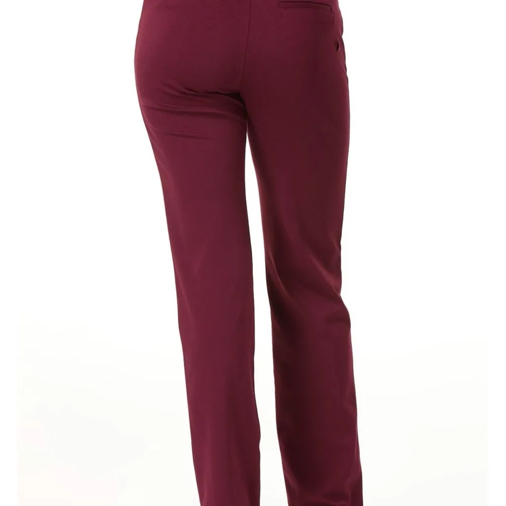 Cato NWOT Burgundy Ponte Straight Leg Pull-On Pants w/ Faux Pockets - Image 2