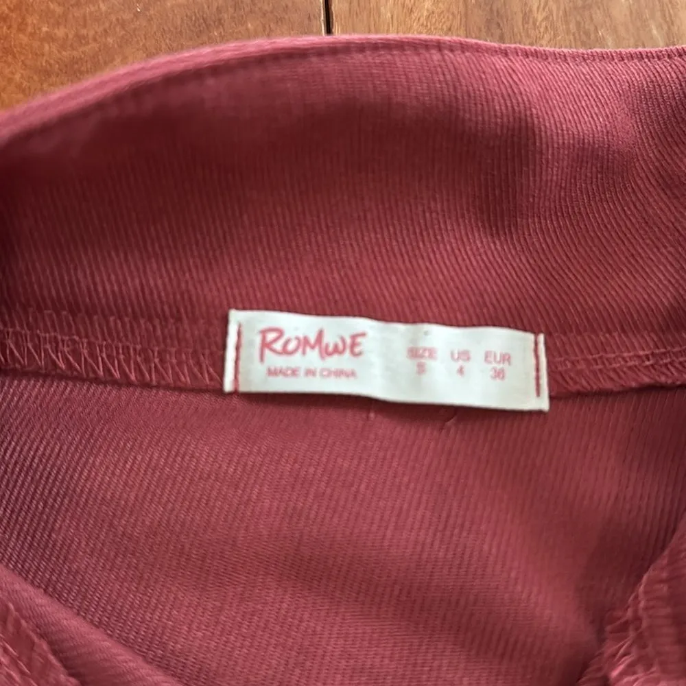 ROMWE Raspberry Cropped Bomber Zip Up Jacker Size S - Image 3