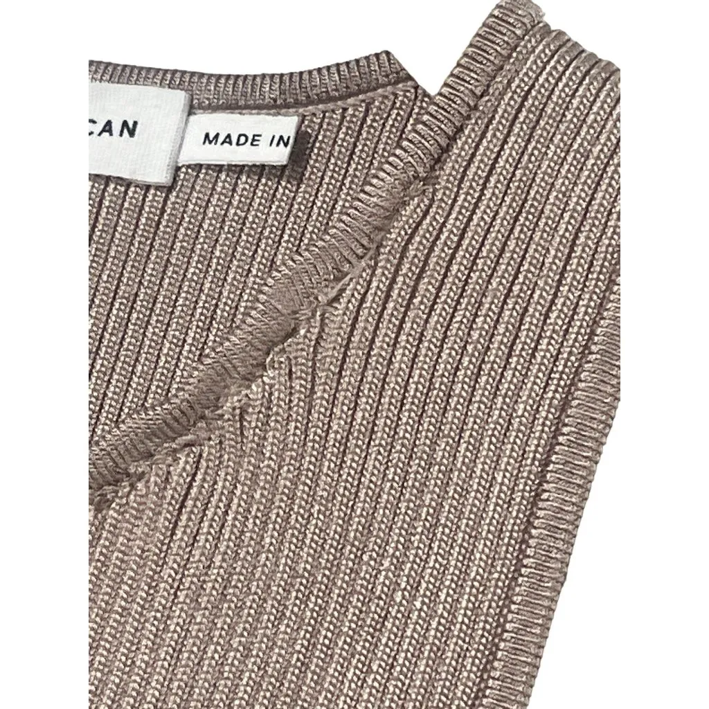 Good American Angled Rib High Neck Bodysuit in Mink001 2 Medium New Womens Tank - Image 9