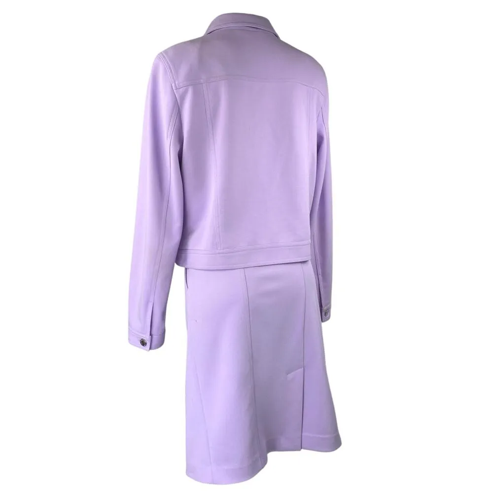 Calvin Klein Purple Lilac Long Sleeve Button Down Blazer Mini Skirt 2 Pc Set 14 - Image 3